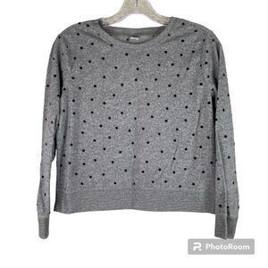 5/$25 Old Navy Gray Black Polka Dot Flame Resistant Micro Fleece Top XL 14-16